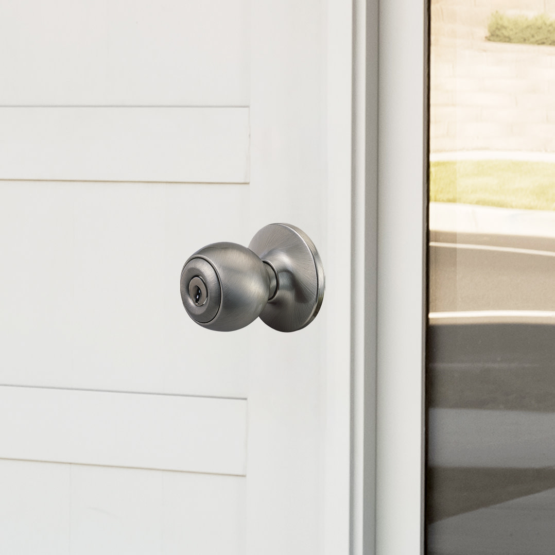 Design House Ball Keyed Entry Door Knob, Satin Chrome