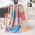 thumbnail image 2 of Vibrant Mixed Pioneer Flower Pattern Blanket,Comfortable Soft Flannel Throw Blanket,All Season,Warm Lightweight Blankets for Sofa Bed Couch Living Room Chair,50"x60", 2 of 4