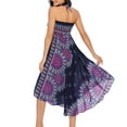 thumbnail image 3 of SWSMCLT Women's Summer Flowy Dress Hippie Indian Gypsy High Waist Long Skirts Boho Skirt Bohemian Maxi Floral Printed Tie Front Dresses Elastic Waist Navy One Size, 3 of 5