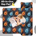 thumbnail image 4 of Basketball and Fire Black Pattern Teens Toddler Nap Mat with Pillow, Sleeping Mat Bag for Preschool Daycare 59"x22", 4 of 6