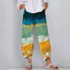 thumbnail image 1 of Pantalons pour Femmes Mode Été Décontracté Ample avec Poches Imprimé Jaune TG, 1 of 5