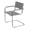 thumbnail image 2 of Breuer Chair Company Mart Stam Cantilever Armchair Arm Chair w/ Chrome Steel Frame & Gray Bonded Leather by Furnish Theory, 2 of 7