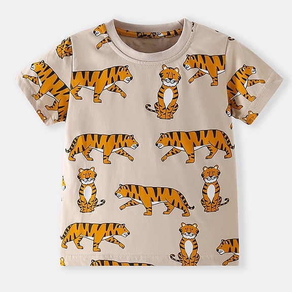 ZOYOEN Toddler Boys Graphic T Shirts- Soft Cute Casual Short Sleeve Summer Tees Khaki Size 2-7 T