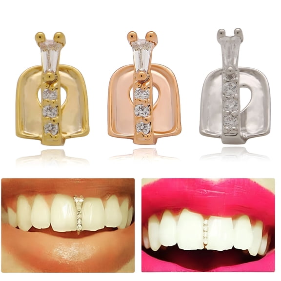 VANIDO Teeth Braces Heart Shape Cubic Zirconia Men Women Hip Hop Vertical Stick Braces for Halloween Veneers Teeth for Women