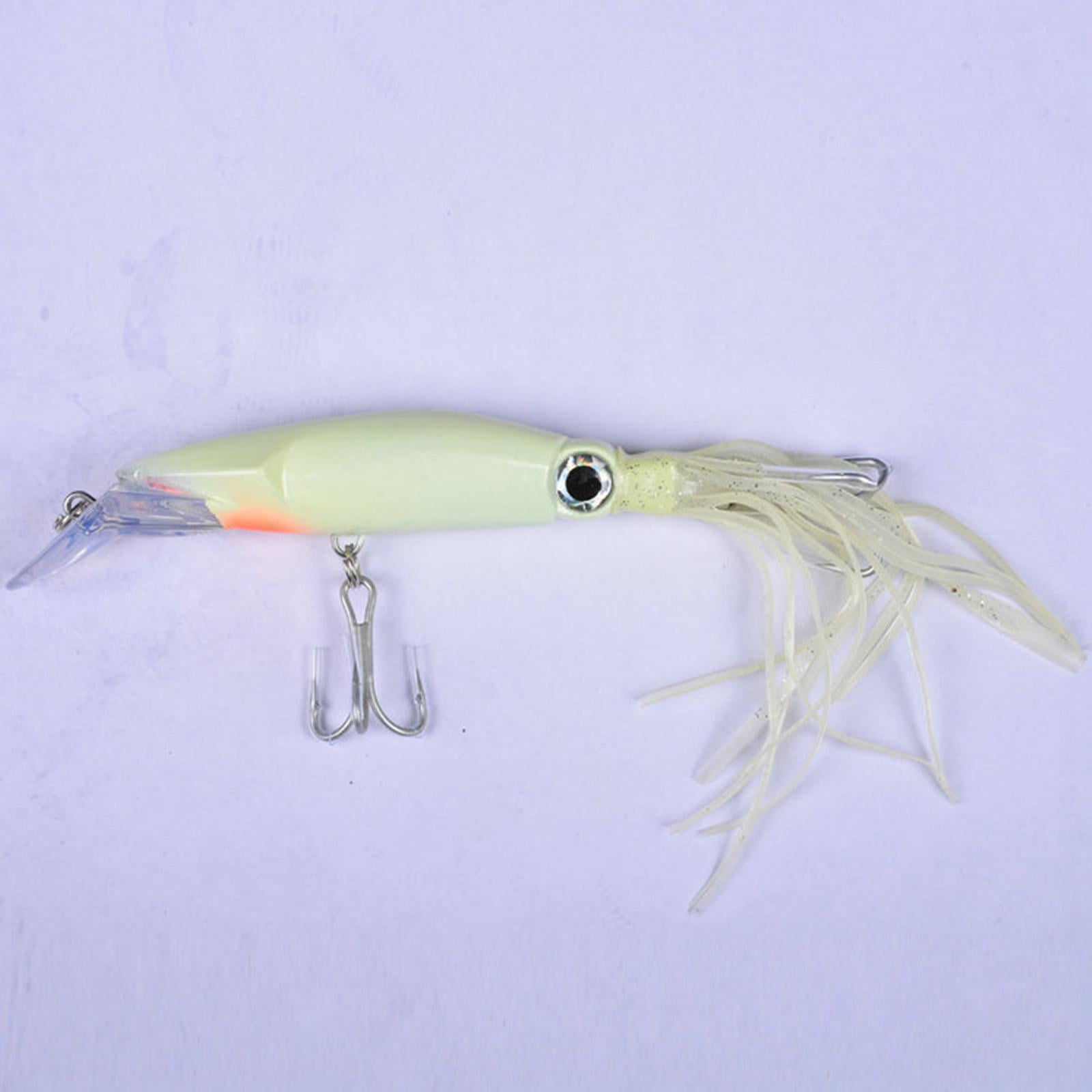 Luminous Squid Skirt Trolling 8.6in Artificial Fish, Swimming Lure Fishing  Glow for Marlin, Dolphin, Tuna, Salmon, Offshore 