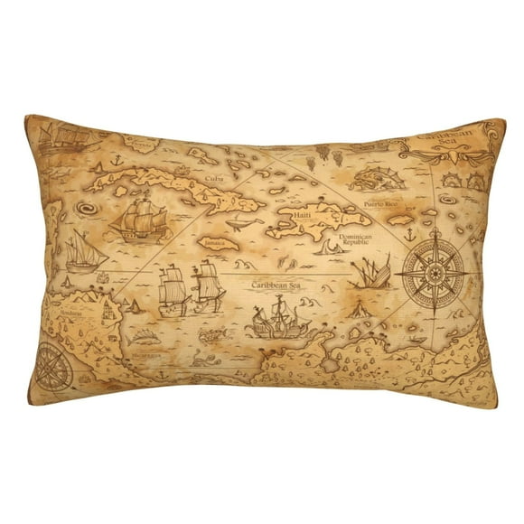 Easygdp Old Vintage Map Of Sea for Soft Pillow Case Pillow Protectors,Perfect for Sleeping (Pillow Core Not Included)-14"x20"