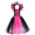 thumbnail image 2 of IBTOM CASTLE Kids Girls Witch Costume Handmade Knitted Tulle Dress with Horns Headband Halloween Carnival Cosplay Dress up Outfits 10-12 Years Hot Pink, 2 of 8
