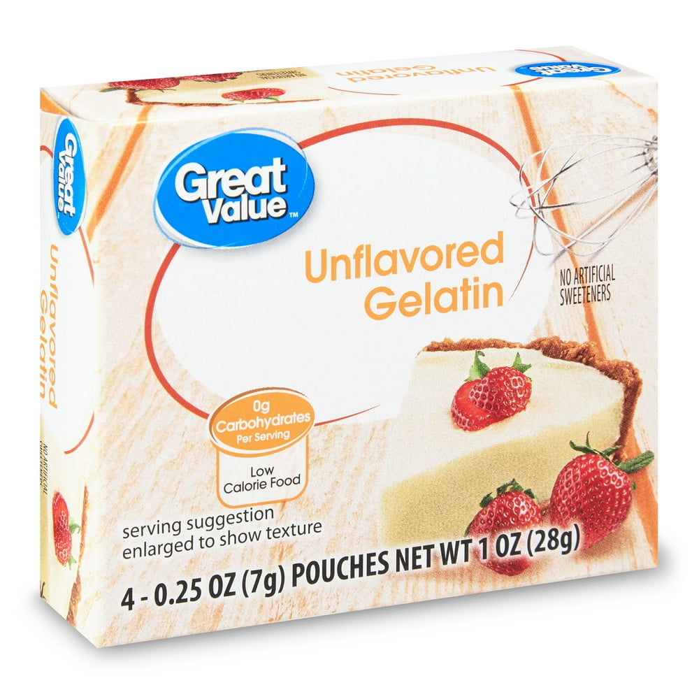 Great Value Unflavored Gelatin, 0.25 oz, 4 Count