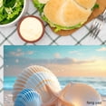 thumbnail image 3 of Amarainy Beach Shell Sunset Scene Linen Table Mats Set of 4 for Home Kitchen Table Decor 12x18 inch, 3 of 5