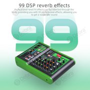 D Debra DI-UX Series Professional Portable Recording Mixer Audio with 99 DSP Digital Effects and USB for DJ Mixer Console Karaoke Home Recording Studio (DI-4UX 4 channels)