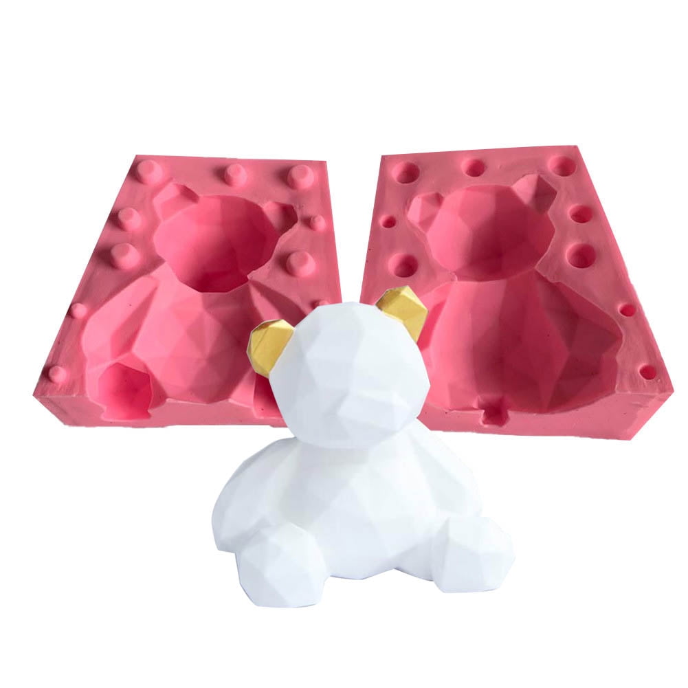 LARGE 3D Geometric Bear 2 Part Silicone Mold