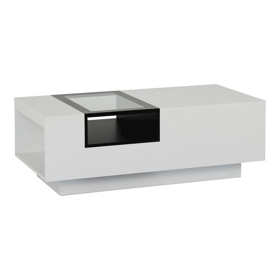 Furniture of America Sydney Modern Wood Storage Coffee Table in White and Black