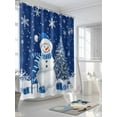 thumbnail image 3 of Fsddascl Navy Blue Snowman Christmas Shower Curtain Set - 48" x 72" Washable Bathtub Curtain with 12 Hooks, Tree Snowflake Gifts Xmas Waterproof Fabric Stall Shower Curtains for Bathroom/Bathtub, 3 of 6