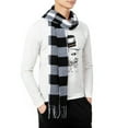 thumbnail image 3 of SHCKE Mens Scarf for Winter Knit Plaid Striped Scarves Soft Warm Scarf with Tassel Edge, 3 of 5