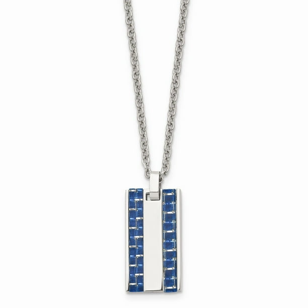 Aa Jewels Solid Stainless Steel Men S Blue Carbon Fiber Inlay Small Dog Tag Pendant Necklace Charm Chain 22 Width 6mm Com - Small Dog Tag Pendant Necklace Aa Jewels Solid Stainless Steel Men S Blue Carbon Fiber Inlay Small Dog Tag Pendant Necklace Charm Chain 22 Width 6mm Com - Small Dog Tag Pendant Necklace