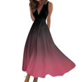 thumbnail image 1 of Maxi Maxi Robe, Robe Sans Manches Dégradé Mode Décontractée avec Col en V Robe Maxi Bohème, Robes d'Été pour Femmes, 1 of 5