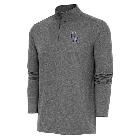 Men's Antigua  Heather Black Colorado Rockies Hunk Quarter-Zip Pullover Top