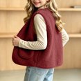 thumbnail image 6 of LIaqionyy Girls Fleece Vest V Neck Sleeveless Outerwear Kids Casual Lightweight Button down Sherpa Waistcoat with Pocket, 6 of 8