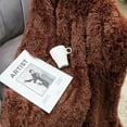 thumbnail image 6 of DONGPAI Decorative Soft Fluffy Faux Fur Throw Blanket, Long Shaggy Cozy Furry Blanket Comfy Flannel Fuzzy Blanket for Bedroom Sofa Couch, 51''x 63'', Brown, 6 of 7