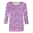 thumbnail image 4 of Fiudx Ofertas Relámpago Blusa Holgada con Estampado de Pascua y Cuello Redondo Retro de Manga Tres Cuartos a La Moda para Mujer, 4 of 4