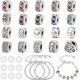 thumbnail image 1 of 4 pulseras con 20 cuentas con cierre de clip, espaciadores de pulsera, cuentas europeas de gran agujero, 20 tapones de goma de silicona., 1 of 6