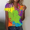 thumbnail image 4 of Busydd Womens Tops Summer V Neck Short Sleeve T-Shirts Tie Dye LGBT Pride Shirts Casual Loose Button Equality Blouses Fashion Funny Graphic Tee Tops Plus Size Tops for Women S-5XL, 4 of 5