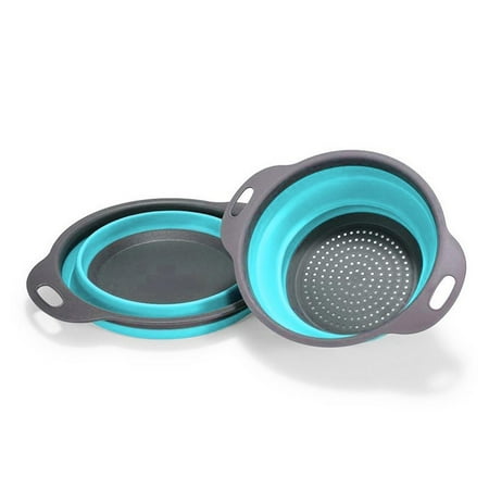 

Camping Folding Tableware Set Silicone Foldable Filter Drain Bowl Portable Picnic Cookware