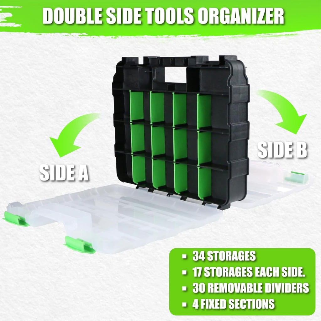 Tizuqe 34-Compartments Tool Case Storage Boxes with Removable Divider for Screw Craft