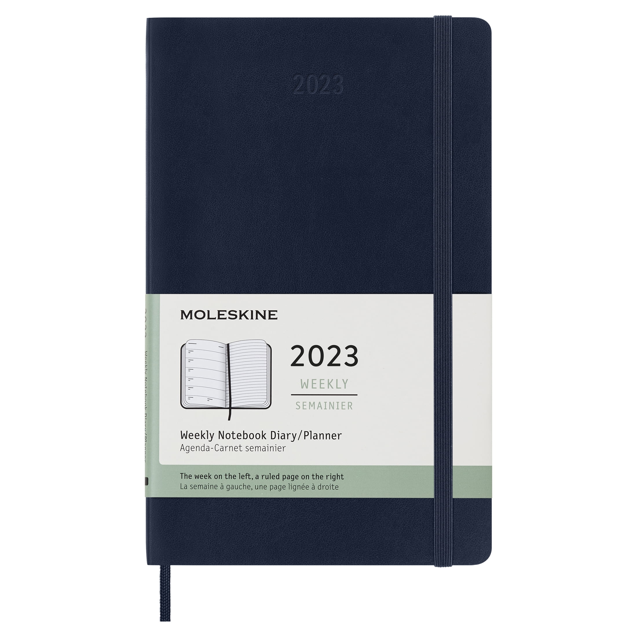 Moleskine 2023 Weekly Notebook Planner, 12M, Large, Sapphire Blue, Soft Cover (5 x 8.25