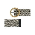 thumbnail image 2 of Women's Woven Stretchy Belts, Straw Rattan Round Buckle Elastic Boho Wide Waistband for Dress 95x5cm/37.4x2.0" Black & White Stripe, 2 of 5