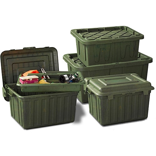 Homz 4415mxdc.02 Durabilt 15 Gallon Heavy Duty Impact Resistant Stackable  Holiday Storage Tote With Snap-fit Lid, Green/red (2 Pack) : Target