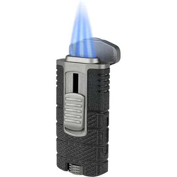 Xikar Tactical Triple Jet Flame Lighter, Ergonomic Metal Body, Black and Gunmetal