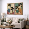 thumbnail image 3 of Framed Canvas Print Japanese Women Portrait Wall Art Set of 2 Japandi Decorative for Living Room Bedroom - 24"x36"x2 NATURAL, 3 of 8