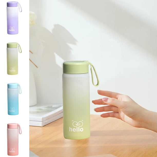 Botella de agua deportiva 16,9 oz 500 ml Marcador de tiempo motivacional • Plástico portátil a prueba de fugas • Semitransparente azul esmerilado rosa verde • Camping al aire libre