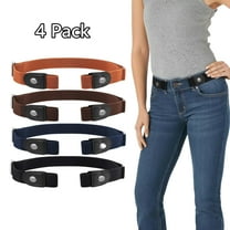 4 Pcs No Buckle Belt Women Elastic Stretch, Buckless Belts Comfortable Invisible Belt For Jeans Pants Shorts