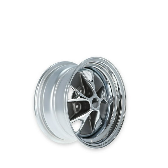 Scott Drake C5ZZ-1007-BR 65 Styled Steel Wheel 14x7 4 bs Chrome/Charcoal Insert