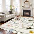 thumbnail image 2 of Spring Floral Area Rugs 8'x10', Washable Small Throw Rugs for Living Room Patio, Summer Botanical Sage Green Striped Indoor Outdoor Rug Non-Slip Low Pile Carpet Runner Reversible Floor Mats, 2 of 8