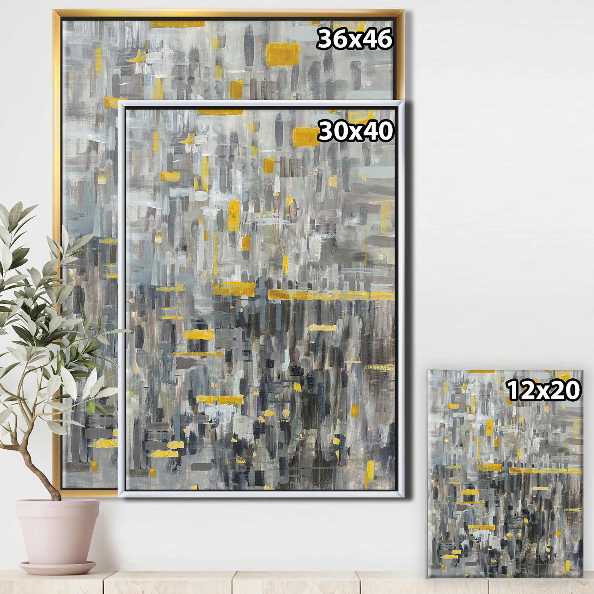 Designart ' Glam Gold Reflection ' Modern & Transitional Framed Canvas
