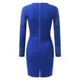 thumbnail image 7 of Womens Wedding Guest Dresses Long Sleeve Club Hot Drill V Neck Cocktail Dress Blue XXXL, 7 of 7