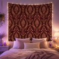 thumbnail image 2 of Rich Burgundy Damask Floral Scene on Solid Background, Romantic Vintage for Victorian Decor Lovers, Art Decor Phrase, Housewarming Gift, Tapestry Wall Hanging for Living Room and Bedroom, 2 of 7