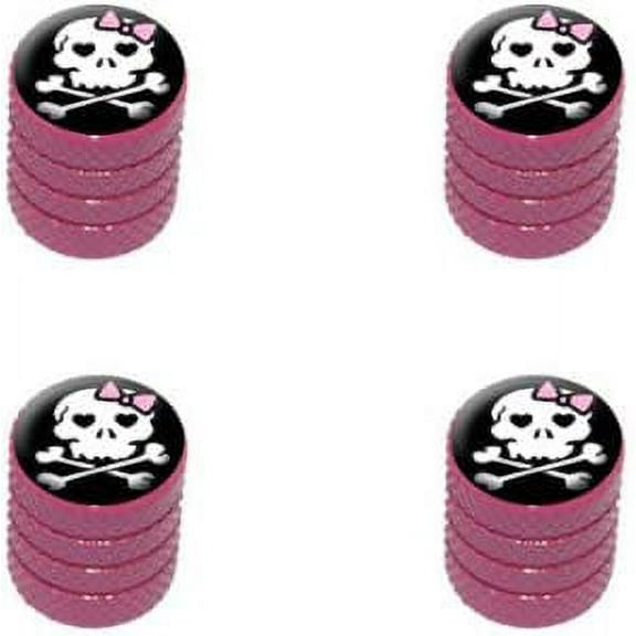 Girly Skull And Crossbones Bike Valve Stem Caps