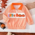 thumbnail image 2 of Kakishop Little Boy Girl Spooky Graphic Striped Embroidered Zip-up Mock Neck Long Sleeve Pullover Tops Kids Autumn Winter Clothes, 2-3 Years, 2 of 9