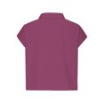 thumbnail image 4 of Pompotops Mode Femme Décontracté Blouse Unie à Poche Manches Courtes Col Rabattu Hauts Blouse Liquidation, 4 of 6