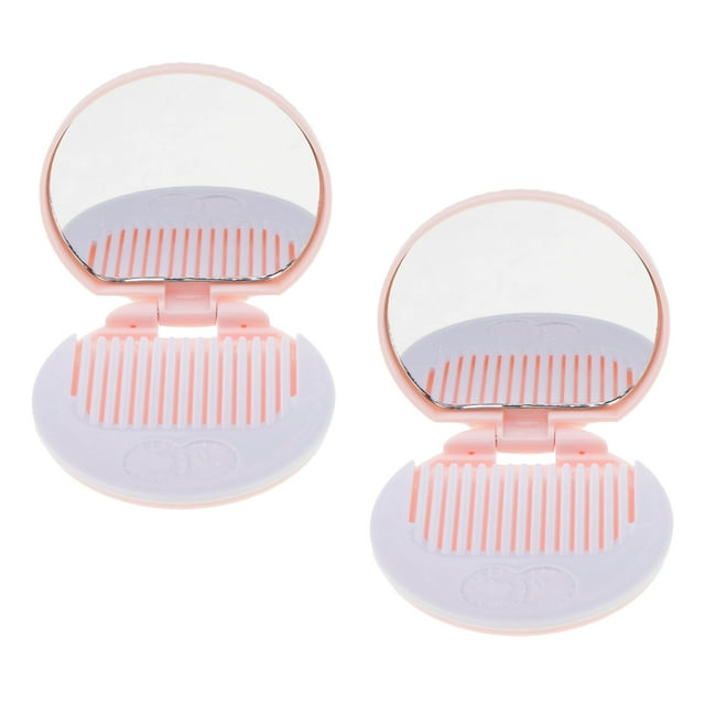 Espejo de Maquillaje Yinane 2 Piezas Tamaño de Galleta Rosado