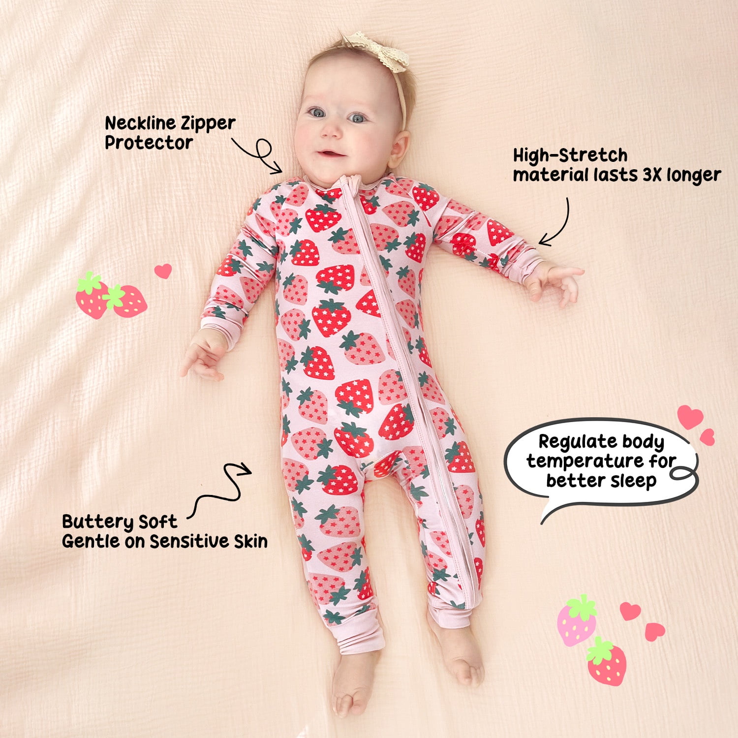 PatPat Baby Clothes Viscose from Bamboo Snug Fit Footless Zip Baby Pajamas Bodysuits Baby Girl Gifts for Baby Shower & Photos 2Pack,18-24 Months