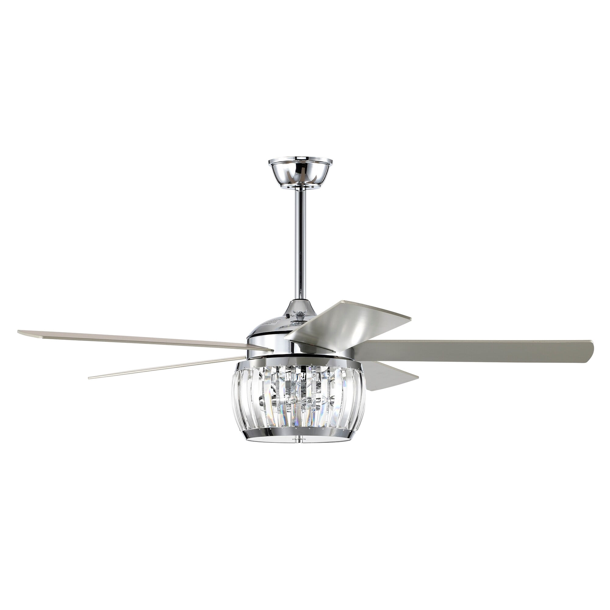Warehouse of Tiffany Nadire 52 Inch Chrome Polished Finish Glam Style Crystal Ceiling Fan with Remote