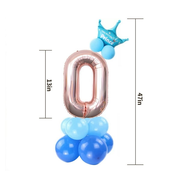 ziyahihome Ballon de Fête 32 Pouces Feuille d'Aluminium Numéro Forme Ballon  Décoration de Fête d'Anniversaire, Numéro 0, Bleu 
