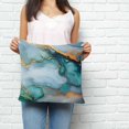 thumbnail image 3 of Throw Pillow Covers 20x20 Inch, Teal Marble Decorative Pillow Cases for Couch Sofa Bed, Golden Luxury Aesthetics Modern Abstract Cotton Linen Square Home Decor Pillowcases with Hidden Zipper, 3 of 7