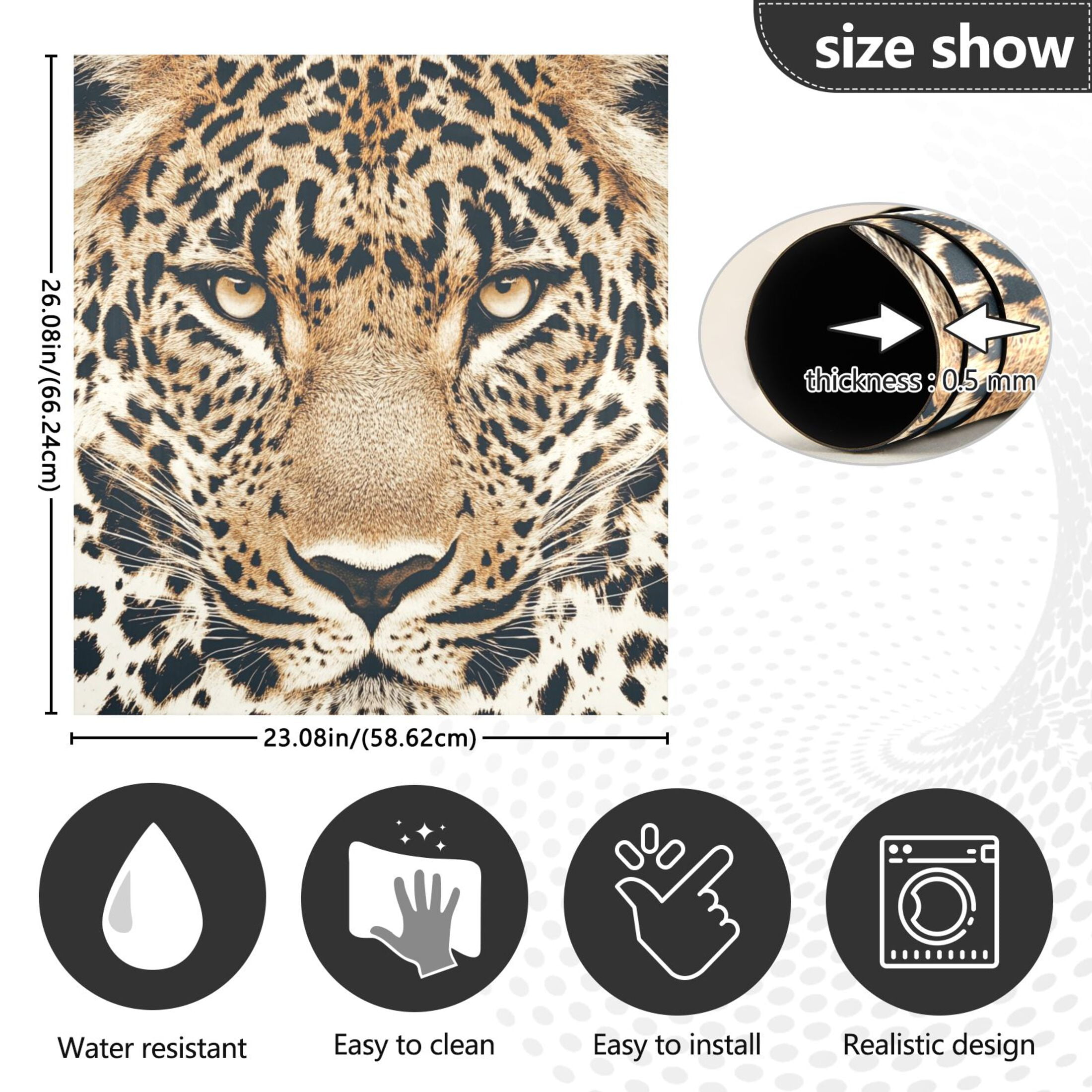 Dishwasher Magnetic Sticker 23x26 Inch Refrigerator Magnetic Sticker Washing Machine Magnetic Sticker Kitchen Panel Magnetic Sticker Home Decor Cartoon Leopard Face