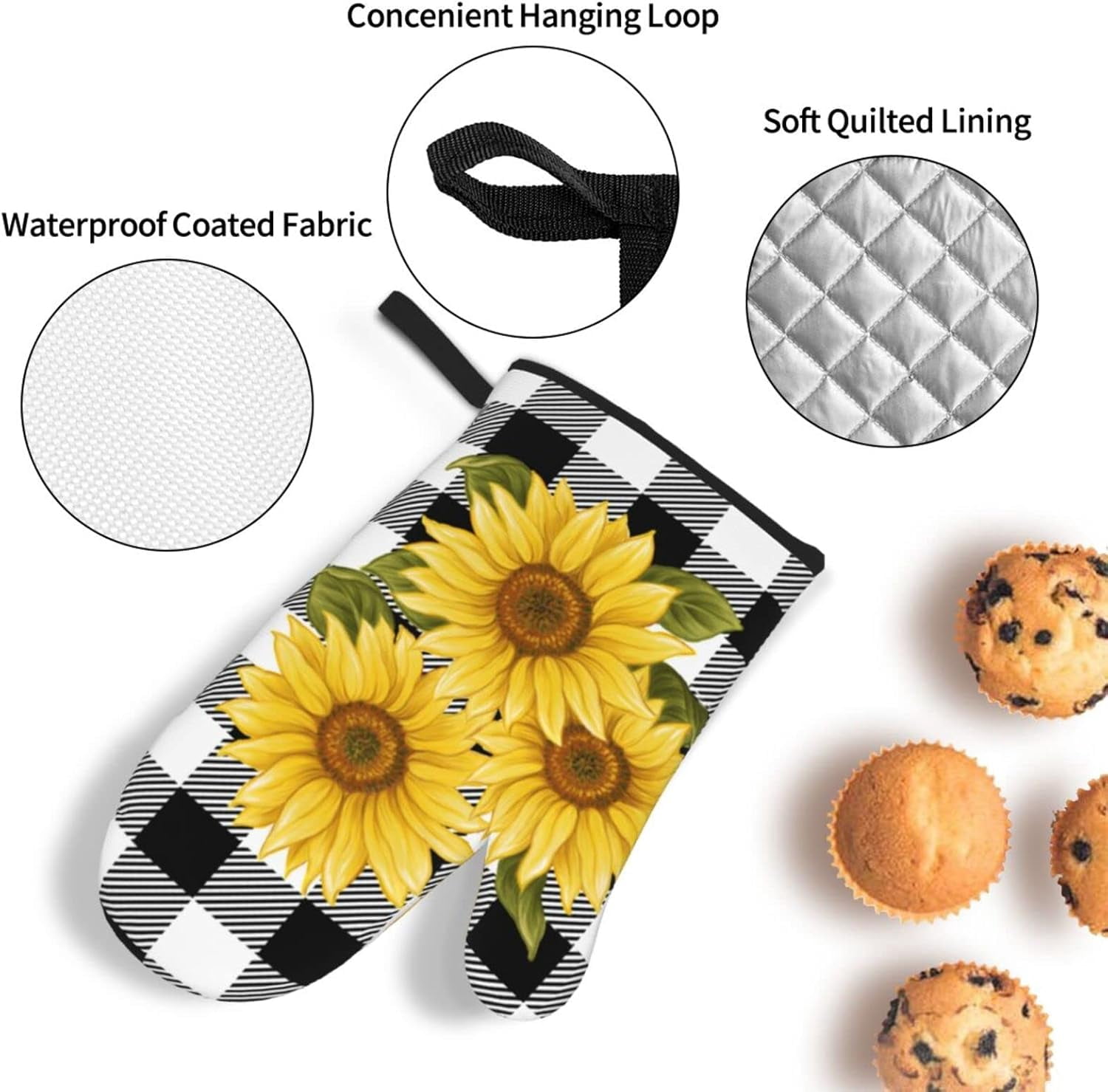 Cow Print Oven Mitts and Pot Holders Sets of 4 High Heat Resistant Oven Mitts with Oven Gloves and Hot Pads Potholders for Kitchen Cooking Baking Grilling BBQ Non-Slip Cooking Mitts
